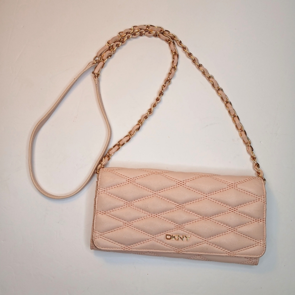 DKNY Light Pink Gold Crossbody Leather Purse